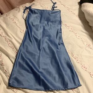 NWT Brandy Melville EU Europe Exclusive Blue Kim Cowl Neck Satin Dress